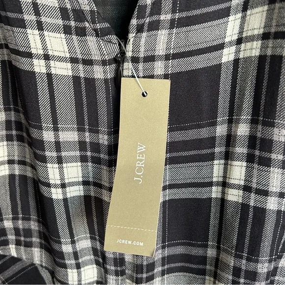 NWT J. Crew Chiffon Maxi Dress in Berkshire Plaid Womens 4 Black White - Picture 6 of 8